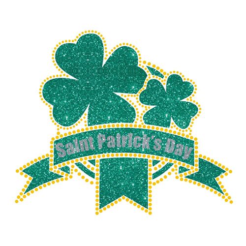 Glittering Mr. Shamrock St. Patrick's Day Iron on Rhinestone Transfer Decal